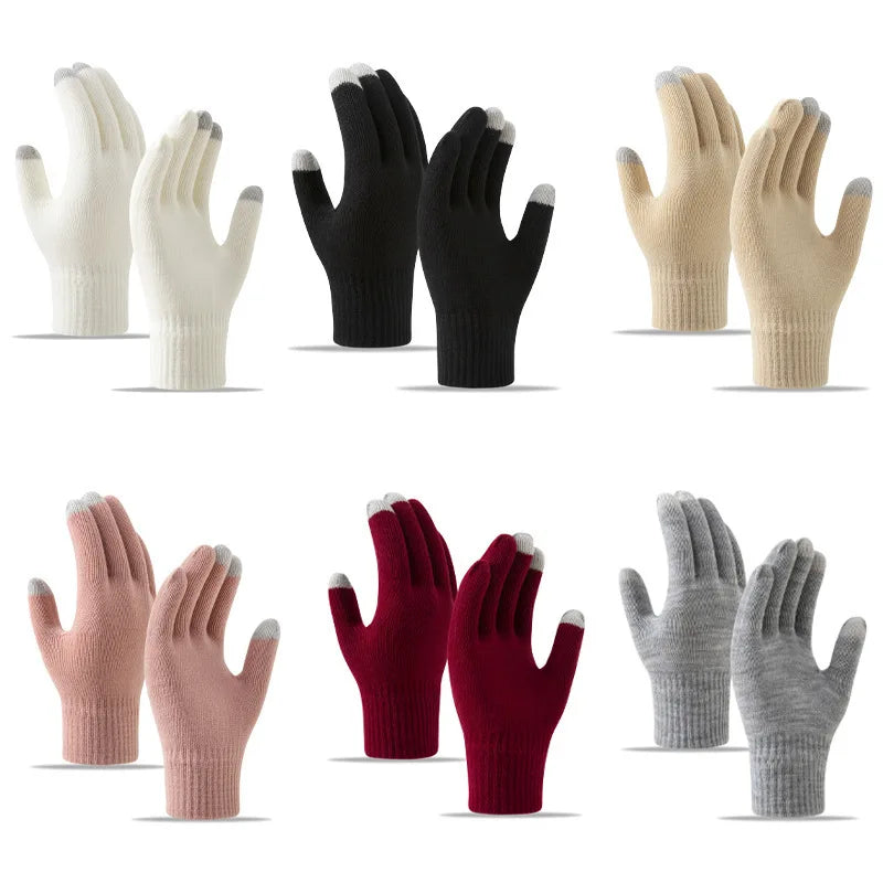Knitted gloves, touch screen, cycling, skiing, fitness, warmth, autumn and winter outdoor sports trend Oasis Select