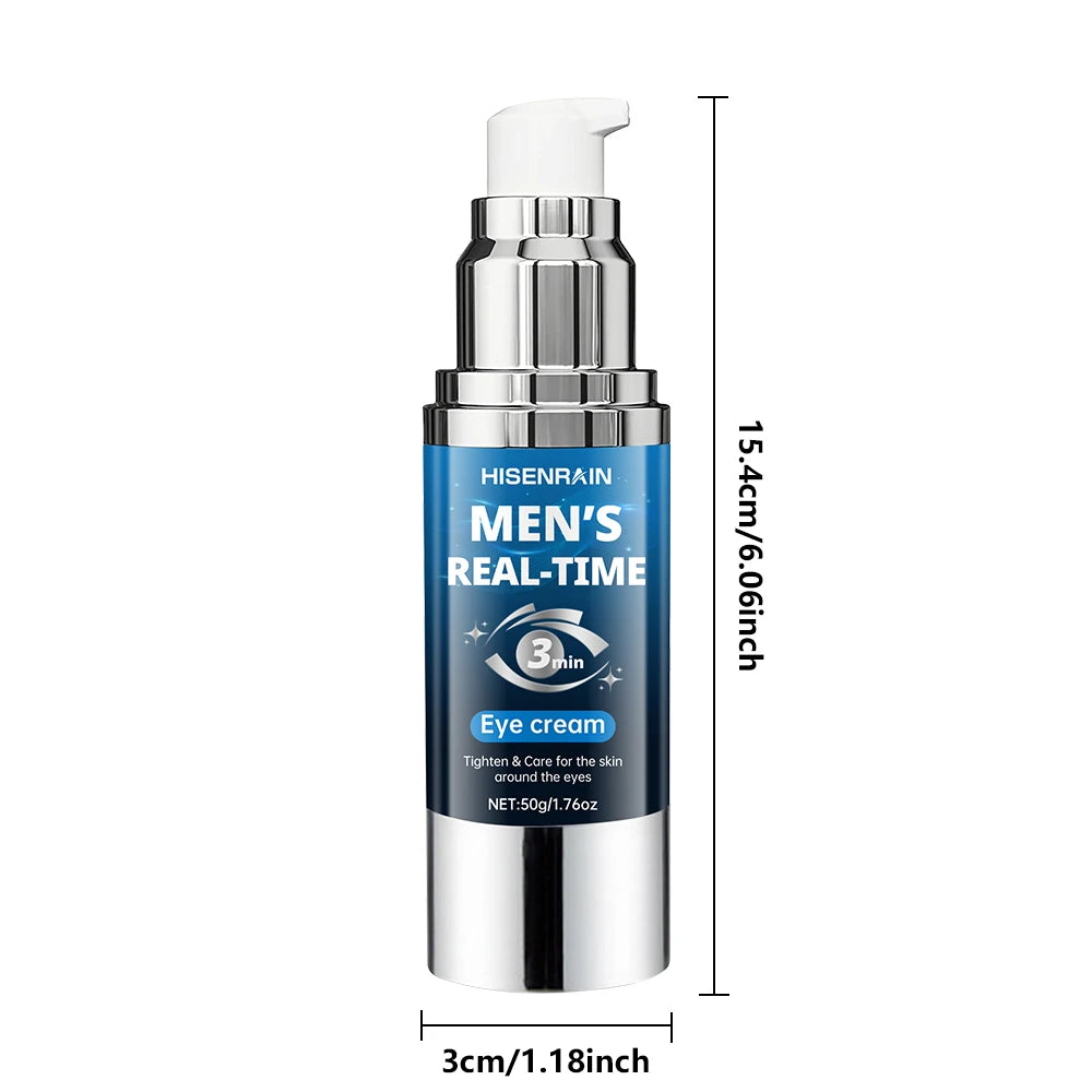 HISENRAIN Men's 3-Second Anti-Aging Eye Cream, Vacuum Pressed Airless Pump Bottle, Dark Circles & Wrinkles Treatment. Oasis Select