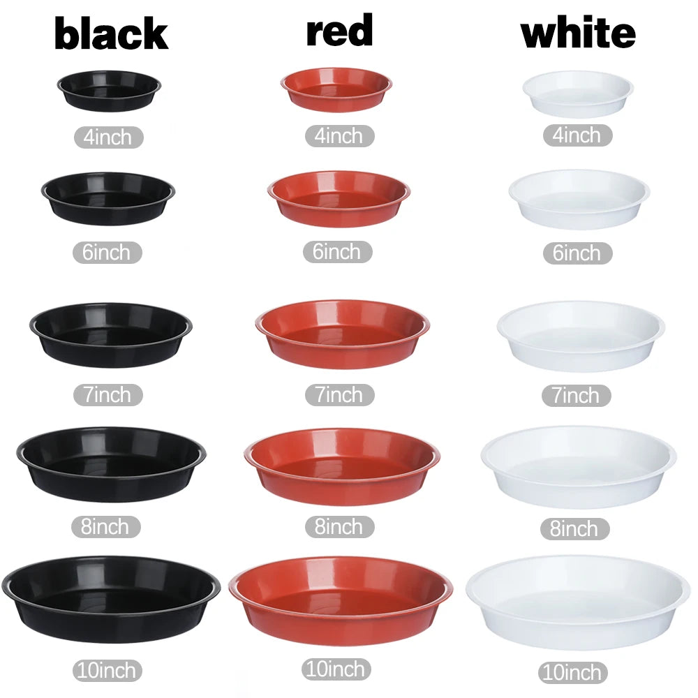 3Pcs Round Shaped Plant Trays Durable Plastic Drip Trays Heavy Duty Tray Saucers Red White Black Indoor Outdoor Flower Pot Oasis Select