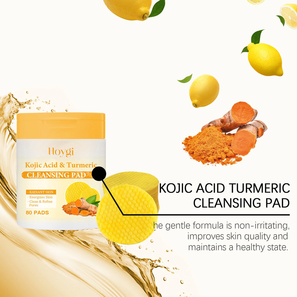 Turmeric Kojic Acid Exfoliating Cleansing Pads – 80 Pcs Exfoliating Cleansing Pads Oasis Select