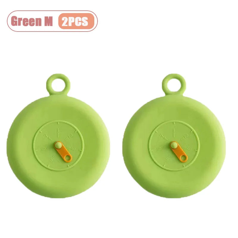 Food Cover Set Bowl Lids Heat Resistant Round Refrigerator Leftovers Universal Sealing Lids Reusable Kitchen Covers Oasis Select Green M-2PCS