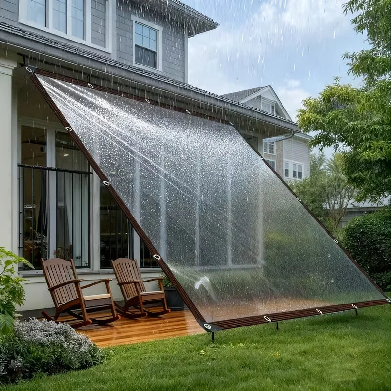 2x4m/2m Clear Waterproof Tarp Transparent Poly Tarpaulin Anti Tear Cover with Rustproof Grommets for Patio Garden Chicken Coop Oasis Select