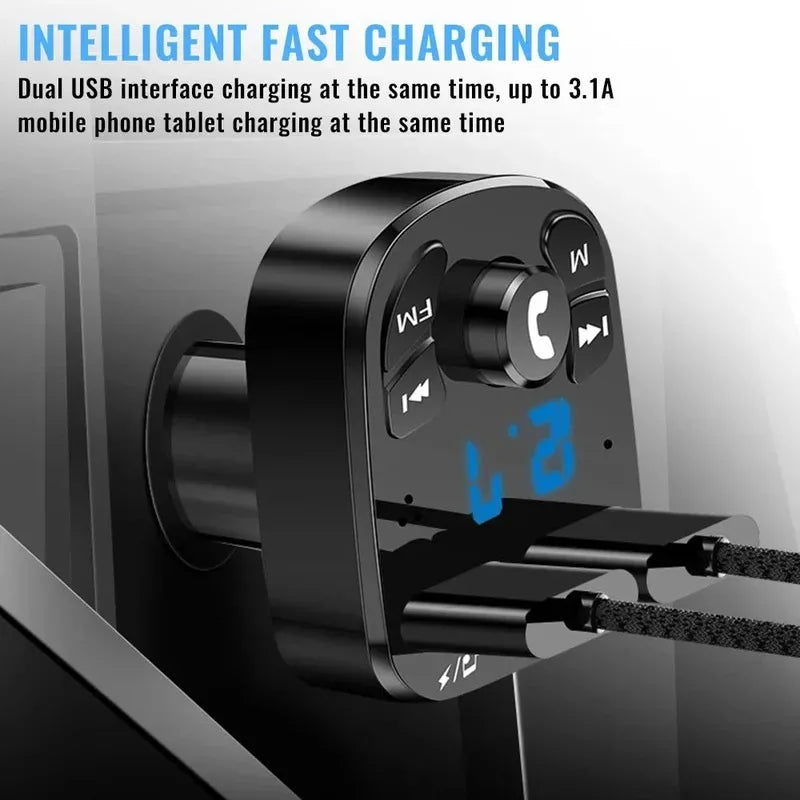 1/2/4/6pcs Bluetooth 5.0 Fm Transmitter Car Mp3 Player Wireless Hands-Free Audio Receiver Car Radio Dual USB Fast Charger Oasis Select