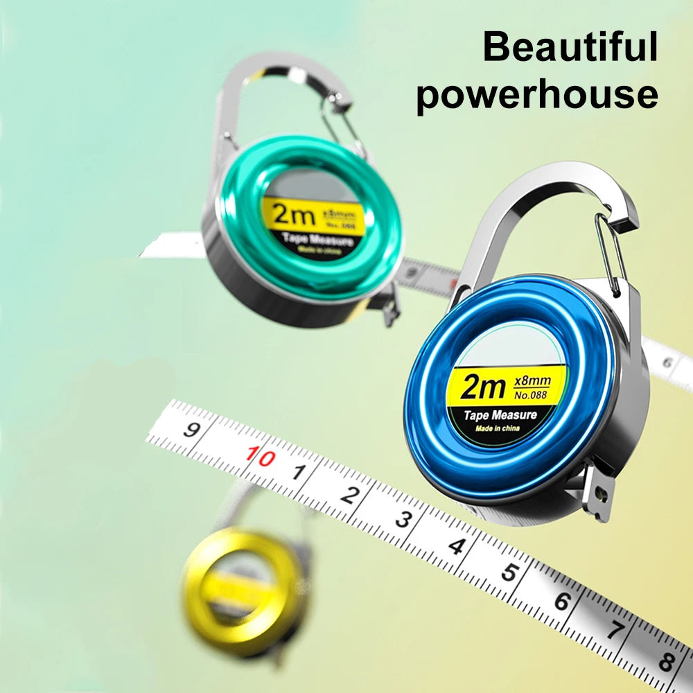 Retractable Keychain Tape Measur Portable Mini Centimeter Inch Retractable Ruler Roulette 2 Meter Measure Tape Gift Oasis Select
