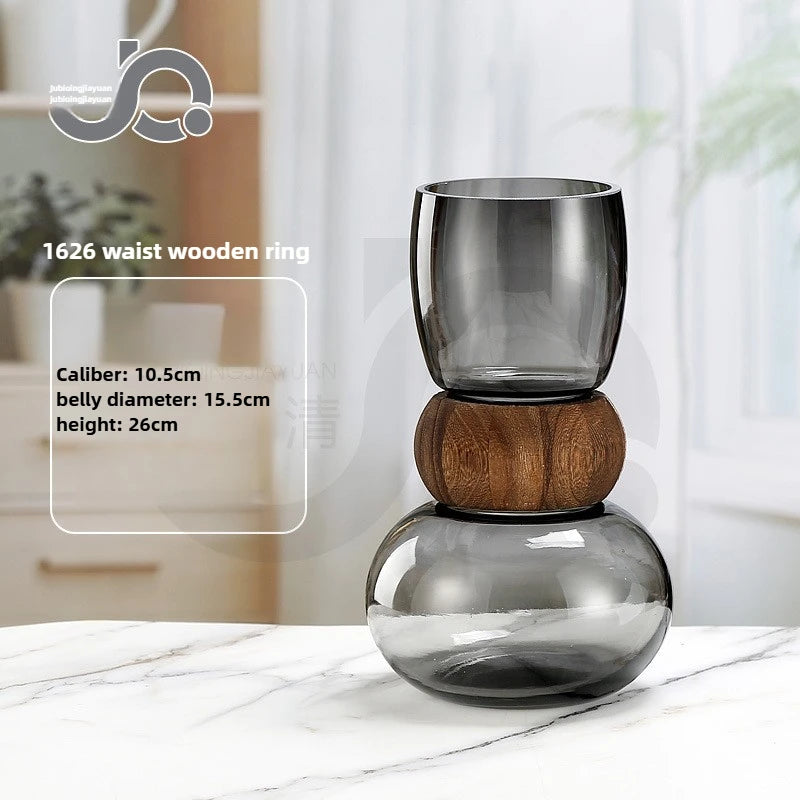 Modern Simple and Creative Wooden Piers Glass Vases Tabletops Home Flower Arrangements and Study Decorations Flower Vase Oasis Select 1626