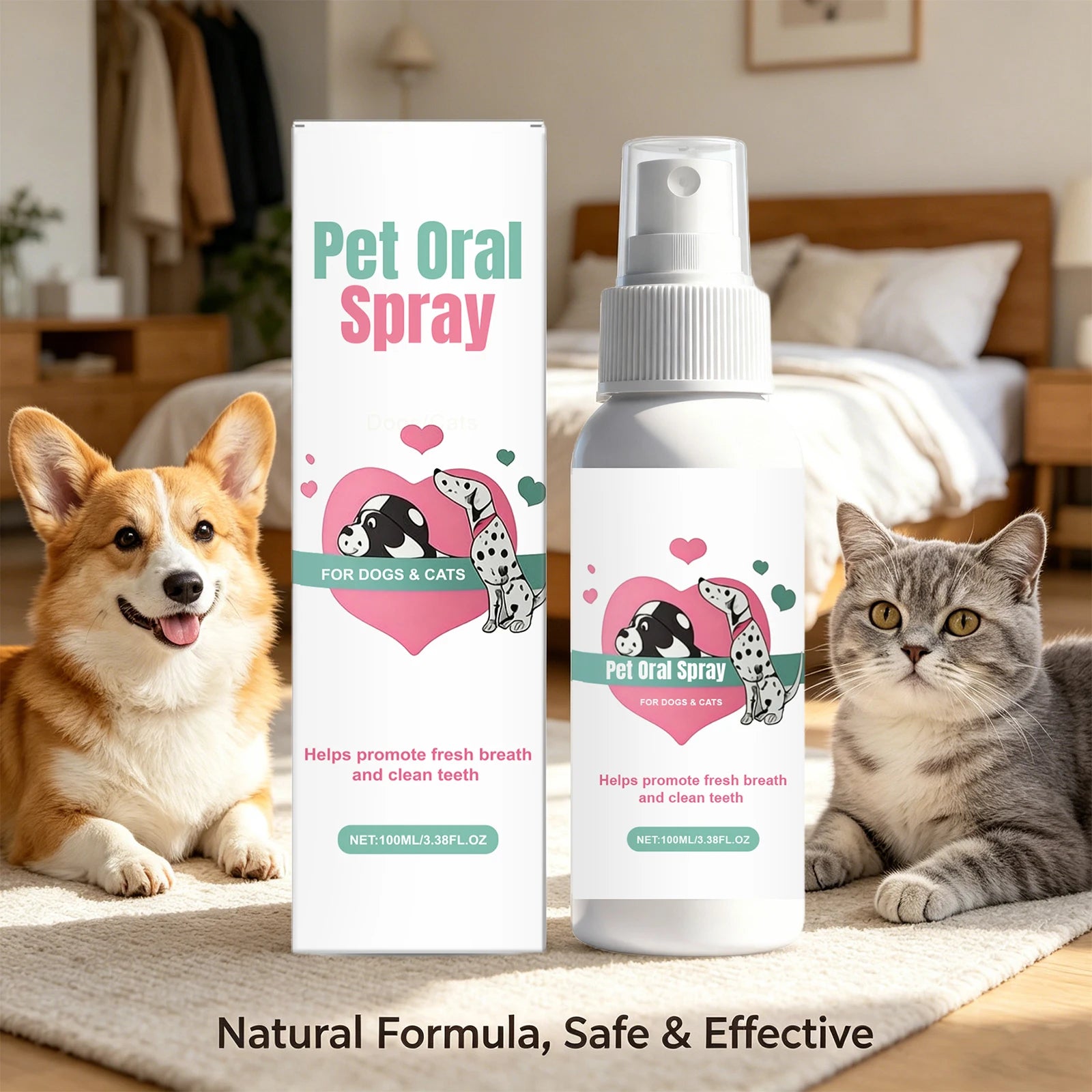 Pet Oral Spray Dogs Cats Teeth Clean Deodorant Reduces Plaque and Tartar Pet Oral Cleaning Dental Care Deodorization Spray Oasis Select