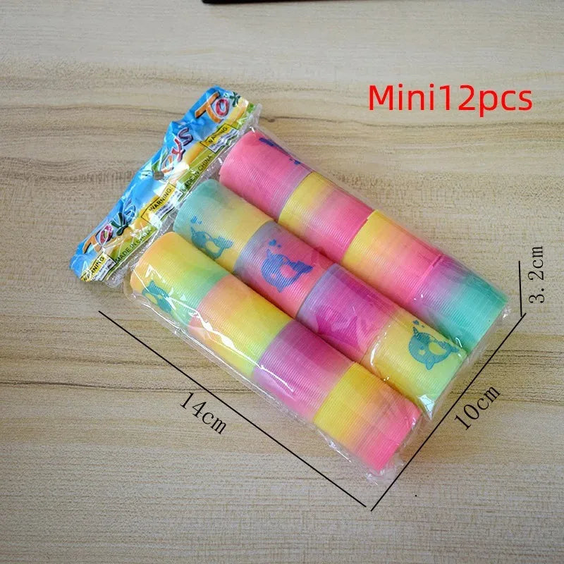 24PCS Rainbow Magic Springs Circle Toys Kids Birthday Party Favors Guests Giveaway Small Gifts Pinata Fillers Flexible Funny Toy Oasis Select 12 pieces 2