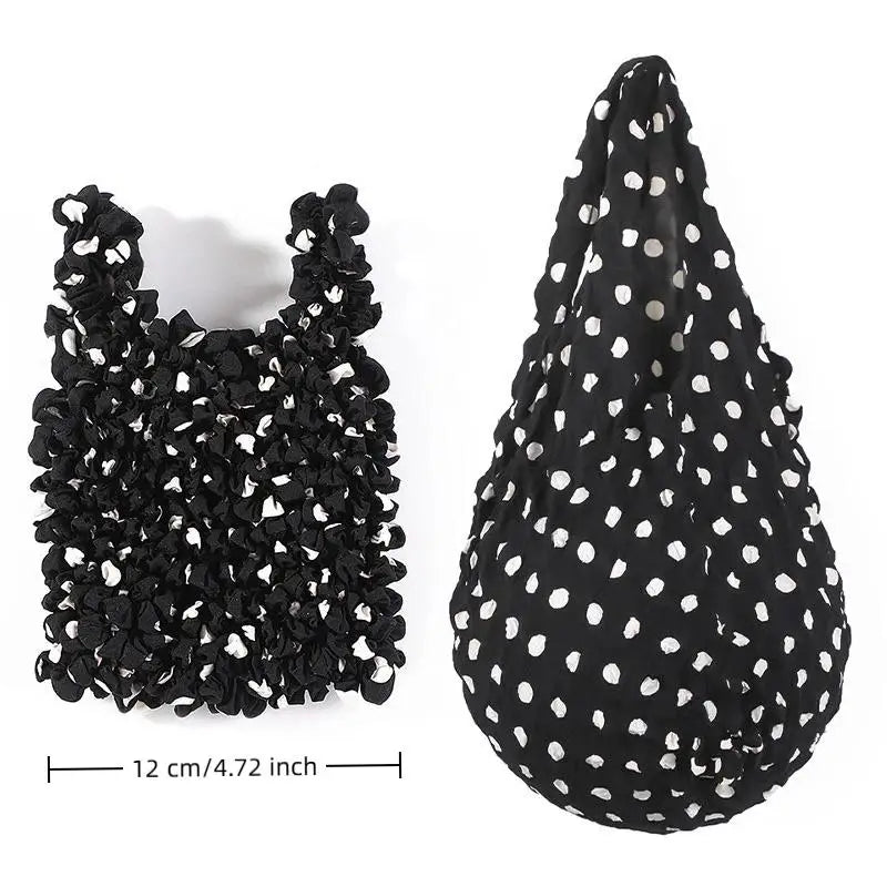 Expansion Fold Pleated Flexible Stretch Mini Shopping Bag Large Capacity Bubble Elastic Portable Handbag Storage Bag Oasis Select