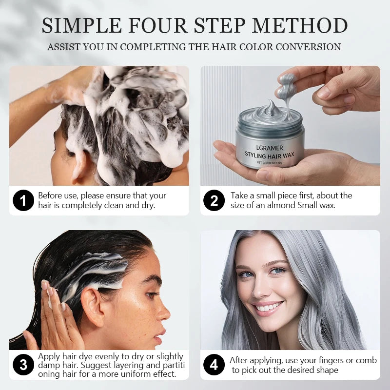 Temporary Hair Color Wax – 9 Shades | Silver Gray, Wine Red & More