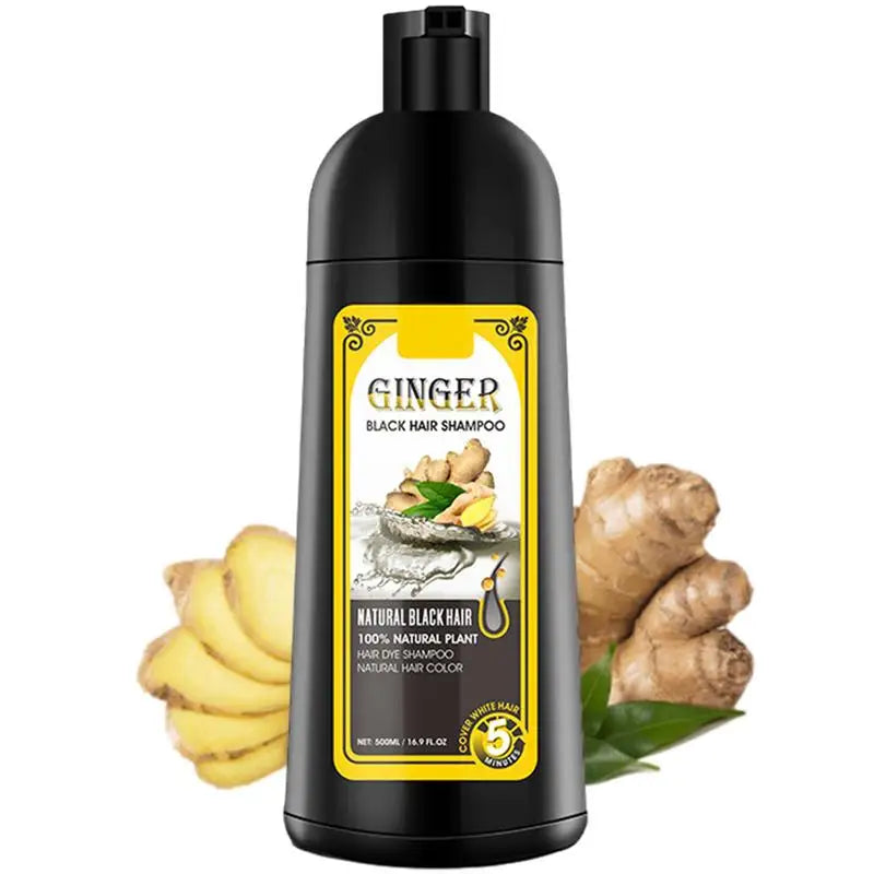 500ml Ginger shampoo coconut Shampoo Natural Hair Dye Shampoo Blacking Gray Hair Dye Black Shampoo For White Coloring Oasis Select