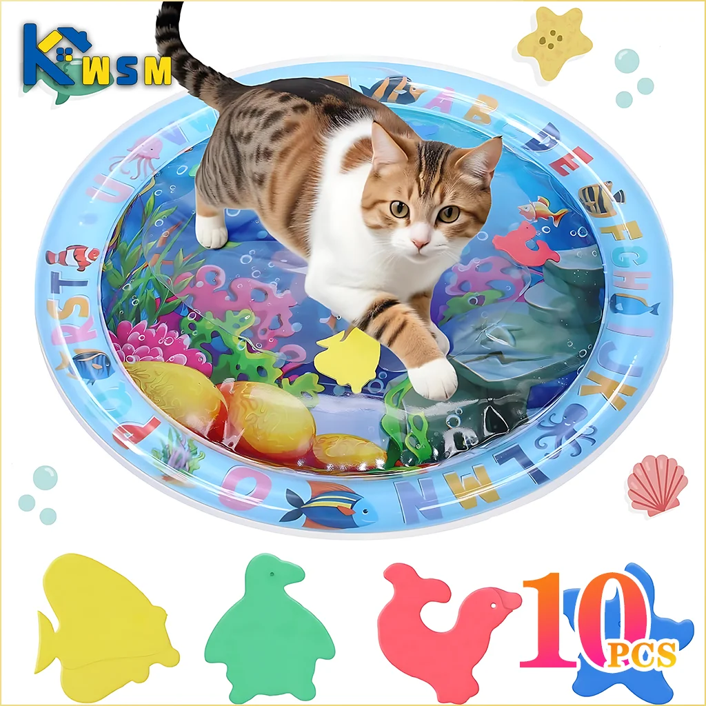 Water Sensory Play Mat Thickened Inflatable Water Mat For Cat And Dog Pet Playmat With Fish Sea Ocean Theme Sensory Toy Water Oasis Select