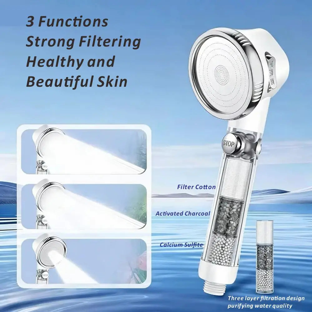 Strong Filtration Chlorine Removal 3 Modes Shower Head Water Saving Spray Nozzles Big Boost Shower Set Bathroom Accessories Oasis Select