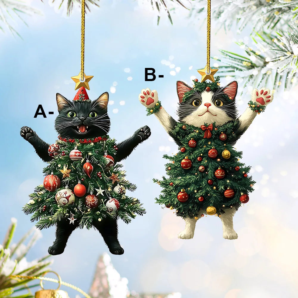 1PCS Christmas Tree Pendants Acrylic Cute Cat Hanging Ornaments for Wall Xmas Tree Decorations Party Supplies New Year Gifts Oasis Select