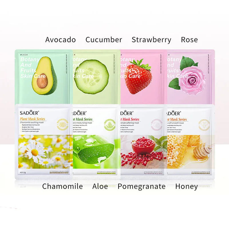 BIOAOUA 8-Pack Natural Plant Face Masks – Moisturizing & Firming Sheet Face Mask Oasis Select