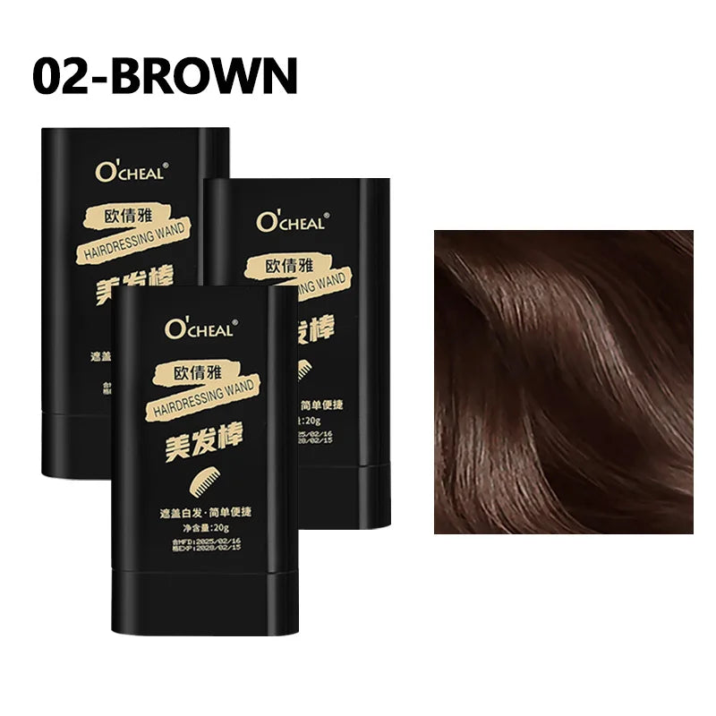 Ocheal 3-Color Quick Touch-Up Hair Stick Beard Color Stick Portable Temporary Quick Coverage Hair Pen Instant Dye Stick Comb Oasis Select 3PCS 7058-02 Brown