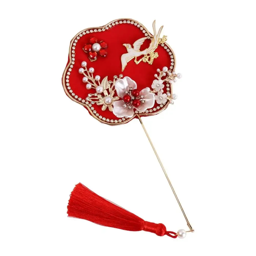 Chinese Style Mini Chinese Fan with Pendant Handheld Bridal Group Fan Tassels Vintage Chinese Silk Fan Chinese Wedding Oasis Select 4