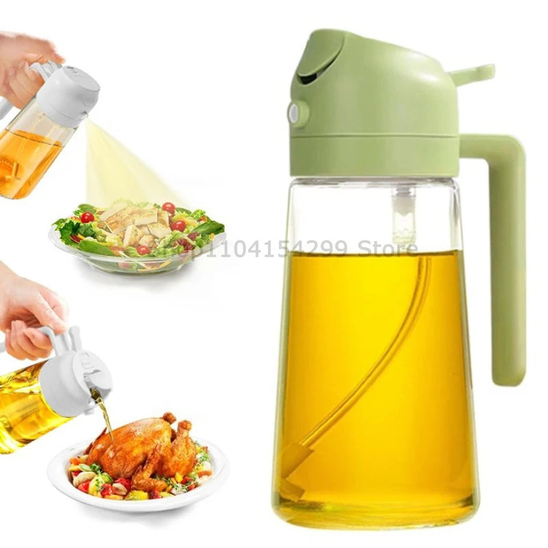 2-in-1 Oil Sprayer Dispenser Olive Oil Dispenser Oil Spray Bottle Plastic Spray Bottle for Cooking Air Fryer BBQ Baking Salad Oasis Select Green(transparent)