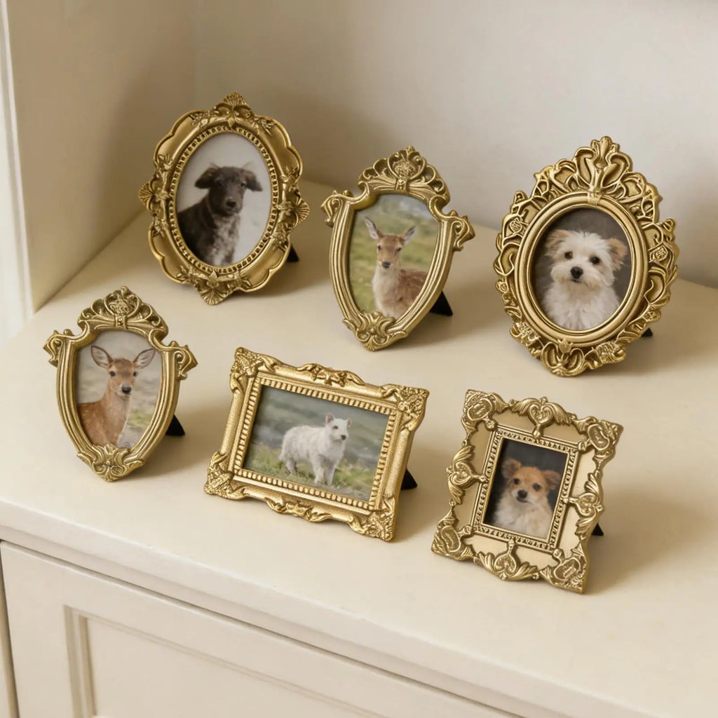 Mini Antique Picture Frames 5 Pieces Small Antique Resin Photography Decor Galley Wall Christmas Picture Display for Photography Oasis Select