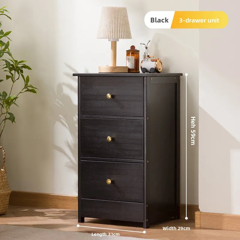 Bookcase storage cabinet chest cabinet lattice cabinet children's log storage bedside table multi-layer dining side cabinet Oasis Select Black 3