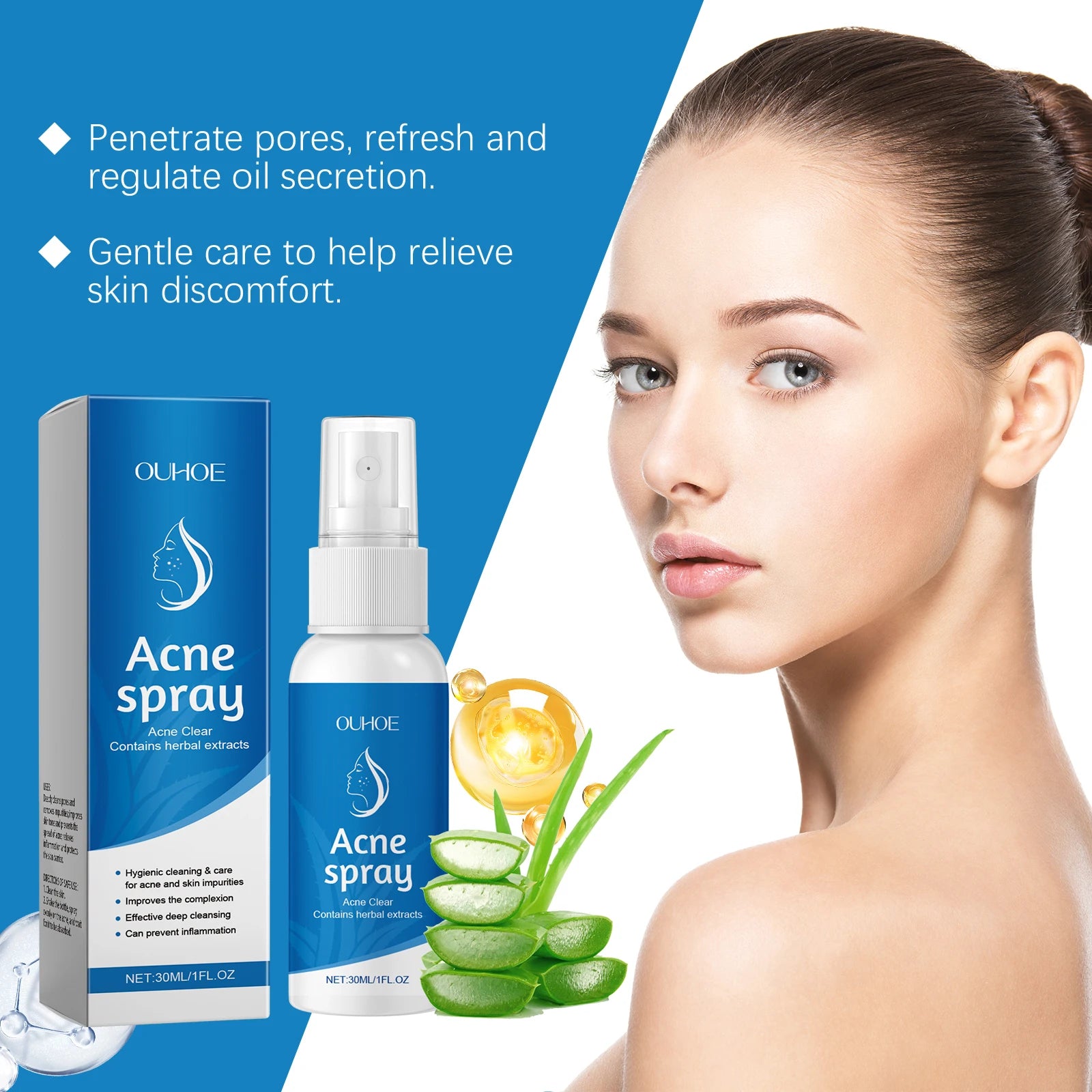 30ML Herbal Soothing Face Spray Deep Nourishing Relief Discomfort Reduce Reness Moisturizing Refreshing Face Acne Care Spray Oasis Select