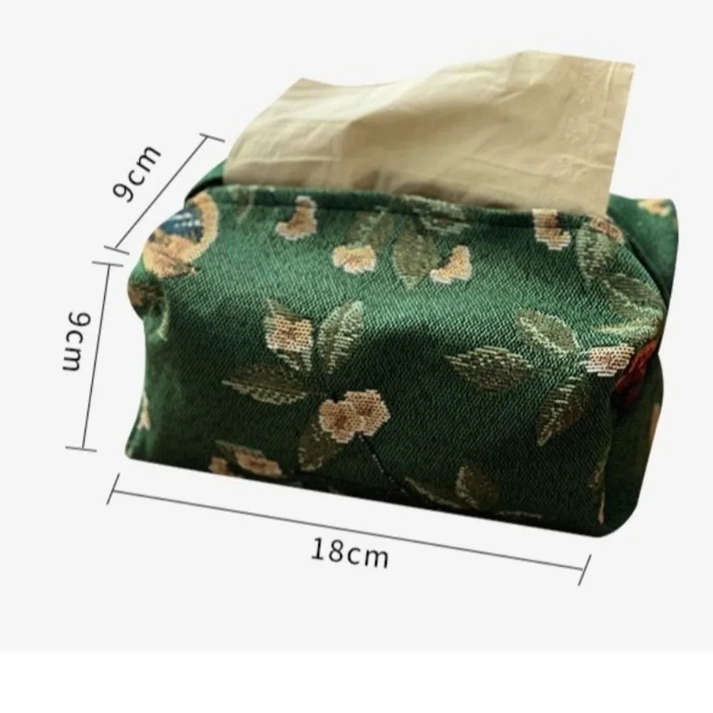 New Flower Pattern Tissue Bag Jacquard Polyester Tissue Storage Box Household Foldable Napkin Holder Oasis Select