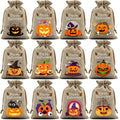 StoBag 12pcs Wholesale Halloween Linen Bag Gift Candy Packaging Drawstring Small Storage Kids Child Pouches Trick or Treat Party Oasis Select G-12PCS other