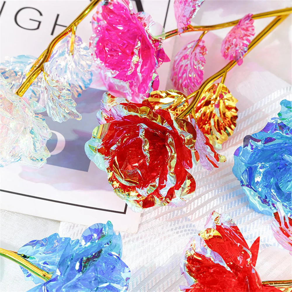 1pcs Artificial Flower Foil Rose Flower Valentine'S Day Gifts 24k Golden Plated Gold Rose Lasts Forever Love Flower For Wife Oasis Select