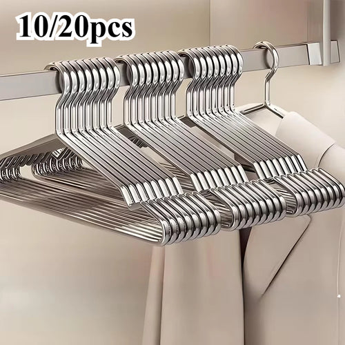 10/20PCS Heavy Duty Stainless Steel Hangers,16.5 Inch Ultra Thin Space Saving - Polished Metal Closet Organizer,Wardrobe Hangers Oasis Select