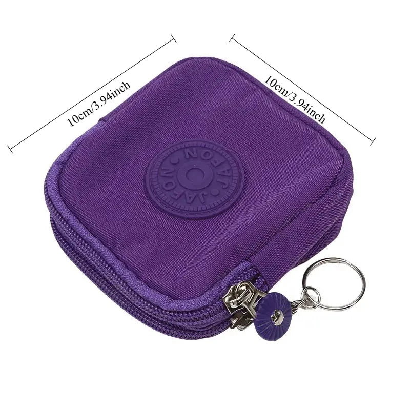 Mini Nylon Waterproof Coin Purses Key Bag Wallets Portable Square Small Card Holder Zipper Zero Wallets Card Bags Headphone Bags Oasis Select