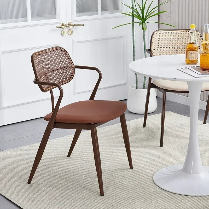 Medieval rattan chair stackable dining chair home backrest desk stool cafe balcony leisure chair dining table chair Oasis Select