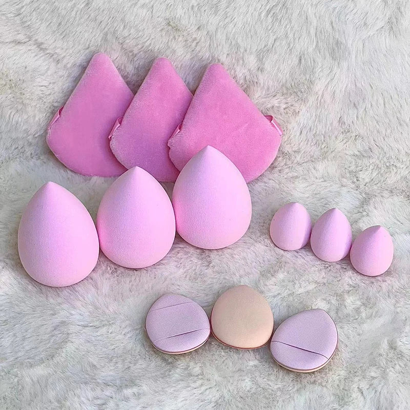 12 Pieces Powder Puff Face Triangle Makeup Sponge Soft Velour Puffs for Loose Powder Setting Powder Blender Foundation Sponge Be Oasis Select Pink