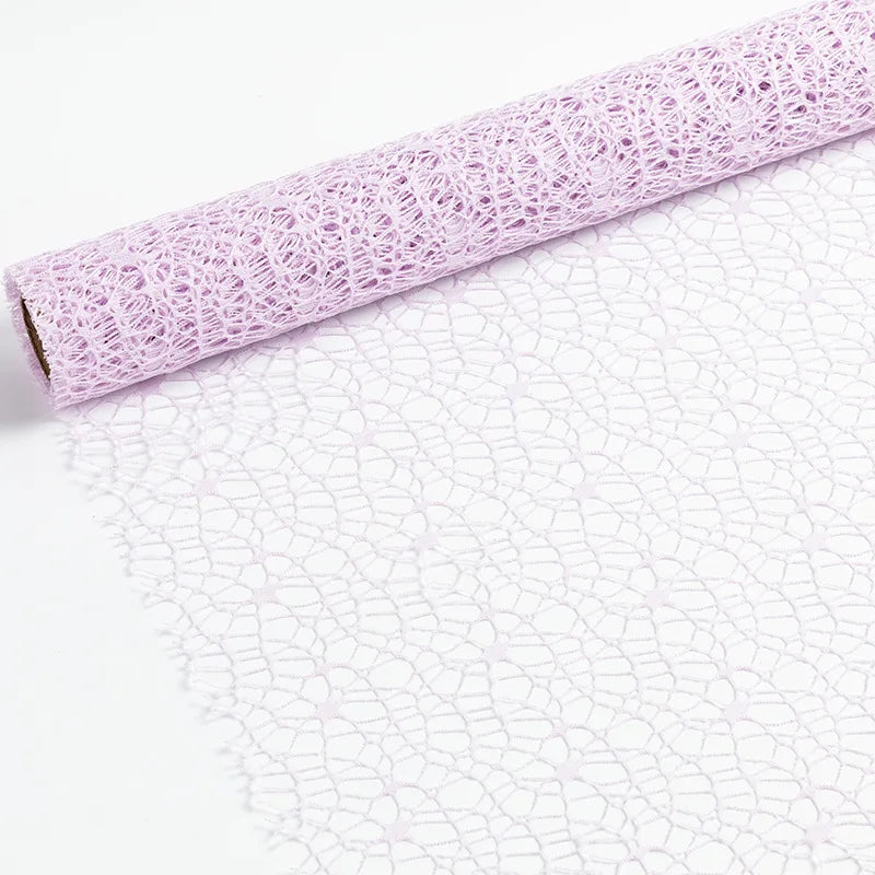 50cm 5yards Flower Wrapping Gauze Bouquet Wrapping Lace Jacquard Net Flower Pattern Mesh Floral Wrapping Paper Valentine's Day Oasis Select Purple