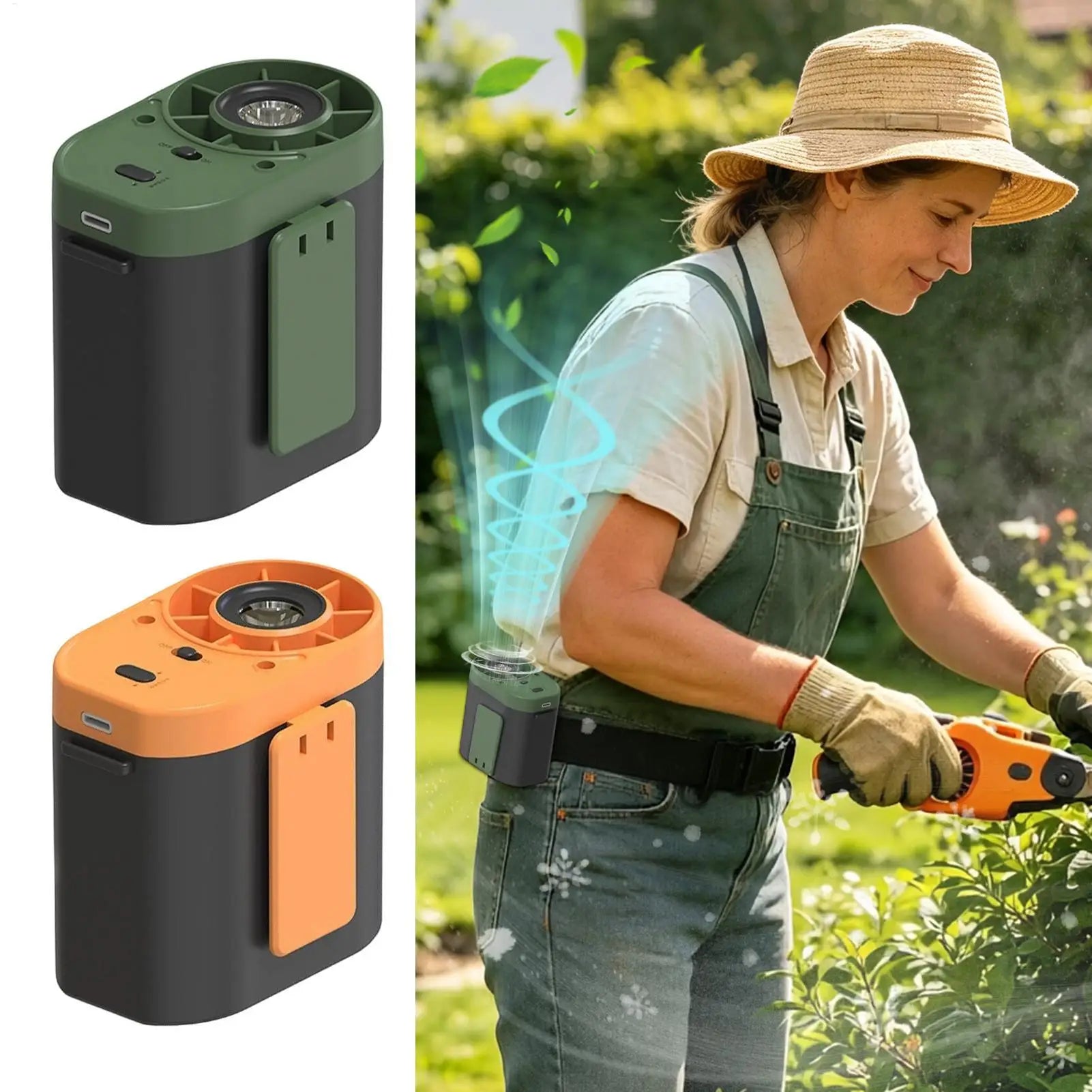 Belt Fan Rechargeable Air Cooler with Light Body Fan Portable waist-mounted high-speed electric fan for cooling and heat relief Oasis Select