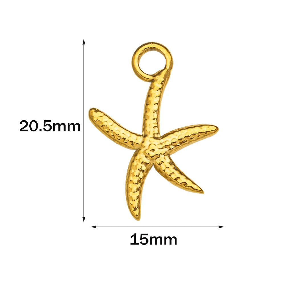 5pcs Stainless Steel Starfish Charms Shell Fish Tail Hippocampus Gold Charms Pendants Jewelry Making Ocean Dangle Accessories Oasis Select Gold 15x20.5mm 5 Pieces