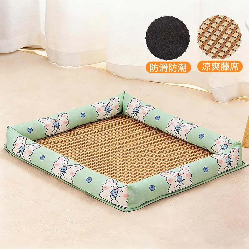 Summer cooling mat dog bed cat bed summer dog house pet supplies for Teddy and small dogs all‑season universal mattress Oasis Select B-Green Bunny S-40x30cm