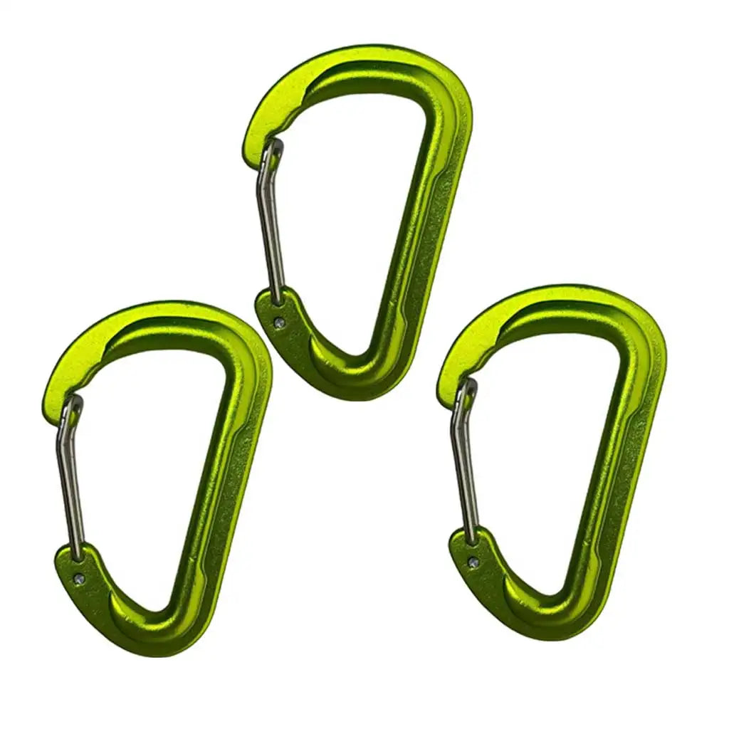3 pc Outdoor Camping Aluminum Alloy Carabiner Keychain Hiking Backpacking Organizer Hook Mountaineering Hanging Spring Gate Lock Oasis Select green 3 pcs