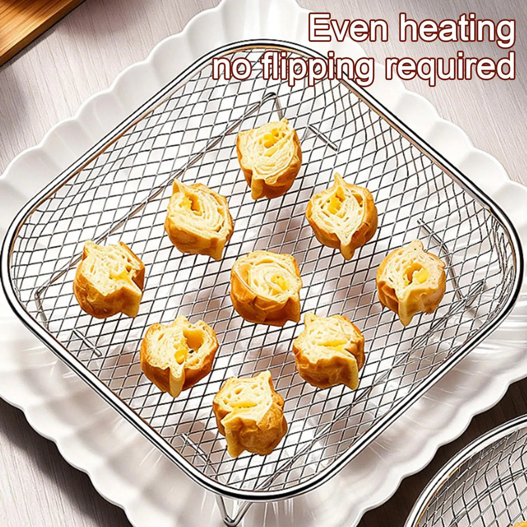 Air Fryer Rack Stainless Steel Stackable Grill Food Dehydrator Basket Air Fryer Accessory Cook Several Food Mesh Basket Oasis Select