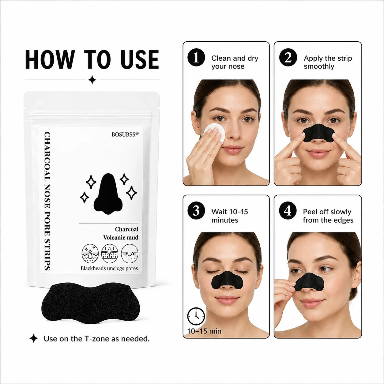 Tea Tree Charcoal Nose Strips for Men & Women Deep Pore Cleansing Oil Control Easy Home Facial Skincare Oasis Select