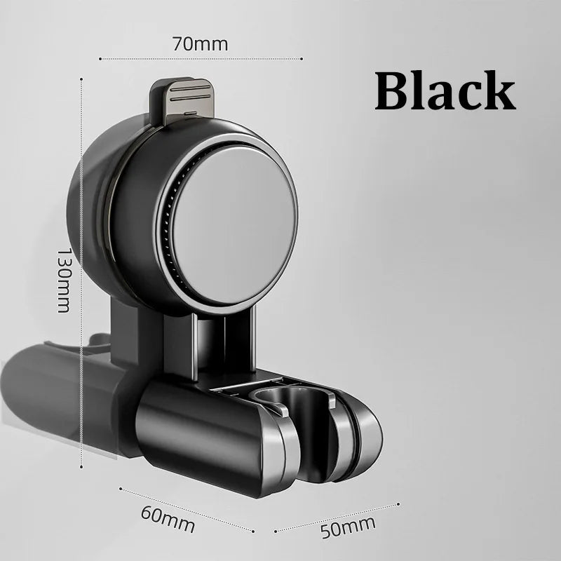 Punch-free Suction Cup Shower Bracket Fixing Artifact Removable and Adjustable Bathroom Shower Rack Shower Head Accessories Oasis Select Black-1pcs