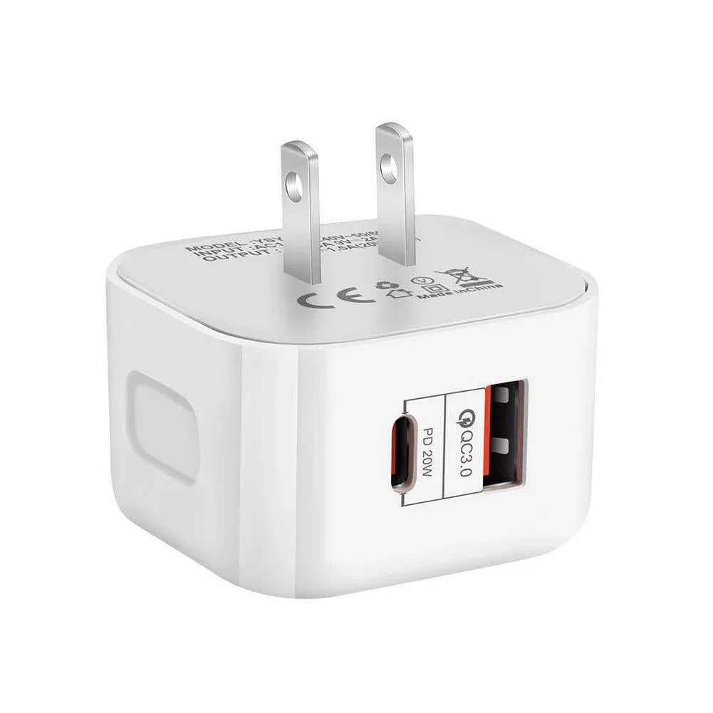 2 Ports QC3.0 Type C Charger PD 20W Quick Charger USB-C Fast Charging Travel Wall Charger Power Adapter For iPhone 12Pro Max Oasis Select US