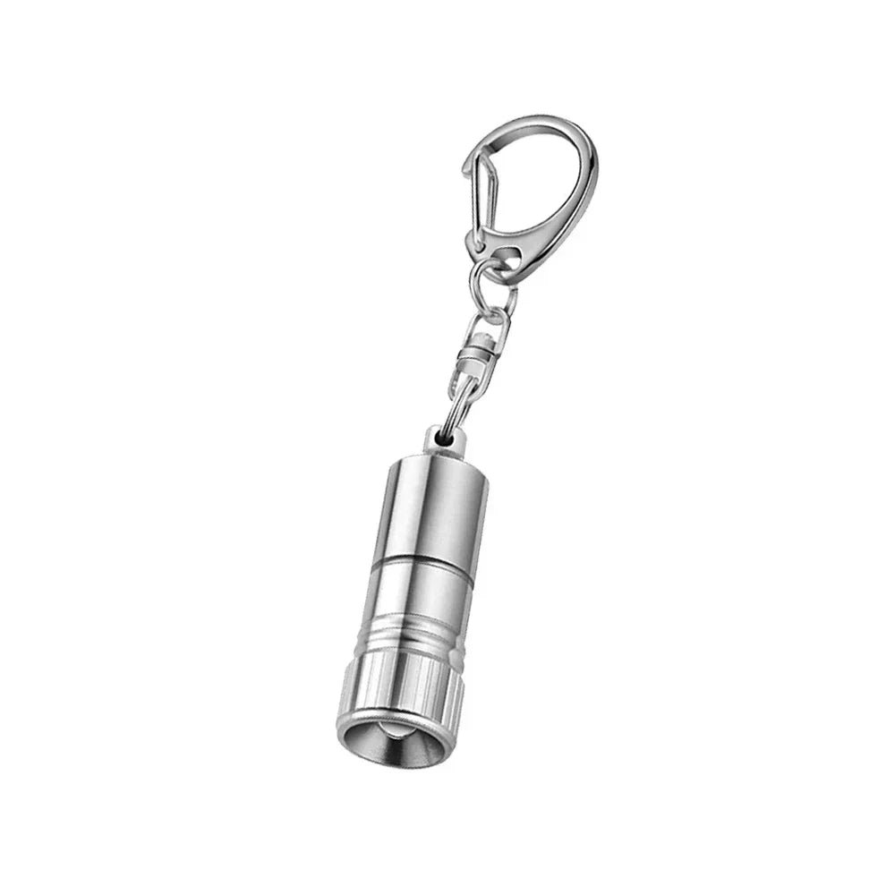 Mini LED Flashlight Pocket-sized Emergency Light Key Ring Flashlight Keychain Lights Small Torch with Button Battery Oasis Select silver