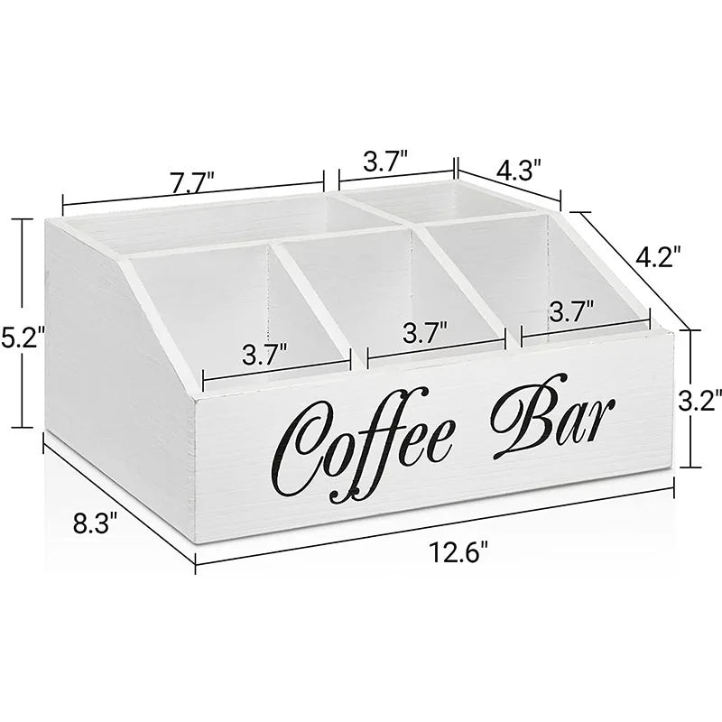 Wooden Coffee Capsule Storage Box Wooden Hand-held Desktop Milk Tea Bag Coffee Capsule Holder Storage Basket Oasis Select white One layer