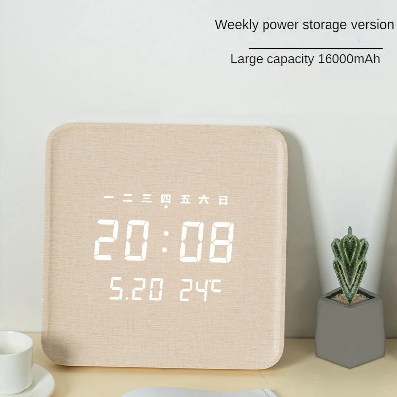 Living room household fashion creative hole free hanging wall electronic light luxury Nordic simple modern wooden wall clock Oasis Select 6 295 x 295 x 25mm