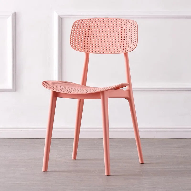 Household thickened backrest dining chair Casual dining table and chair Simple modern restaurant stool Creative Oasis Select Pink 2 pieces