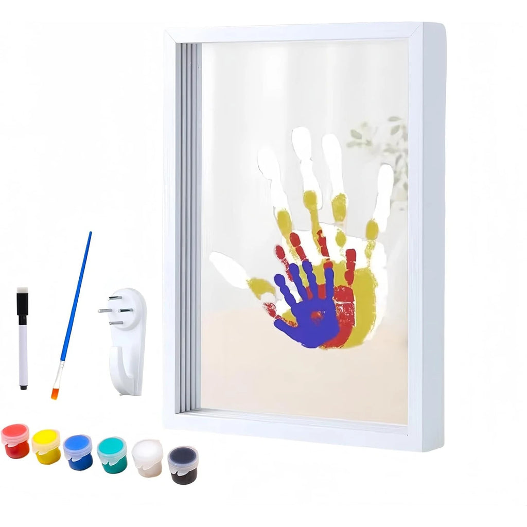 Home Handprint Kit Handmade DIY Home Souvenir Frame with 6-Color Pen DIY Creative Art Handprint Kit Oasis Select White