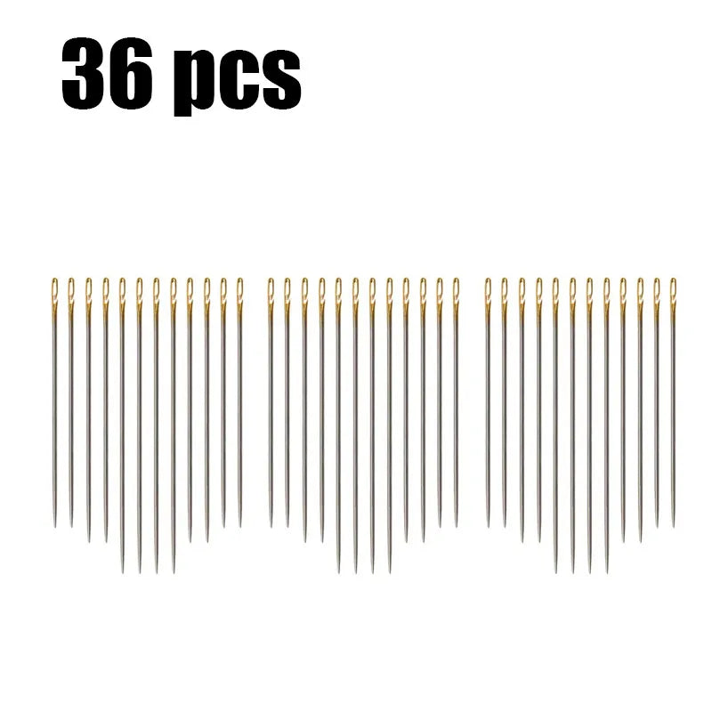 12/24/36pcs Self-Threading Sewing Needles Stainless Steel Quick Blind Threading Needle Stitching Pins DIY Punch Needle Threader Oasis Select 36pcs