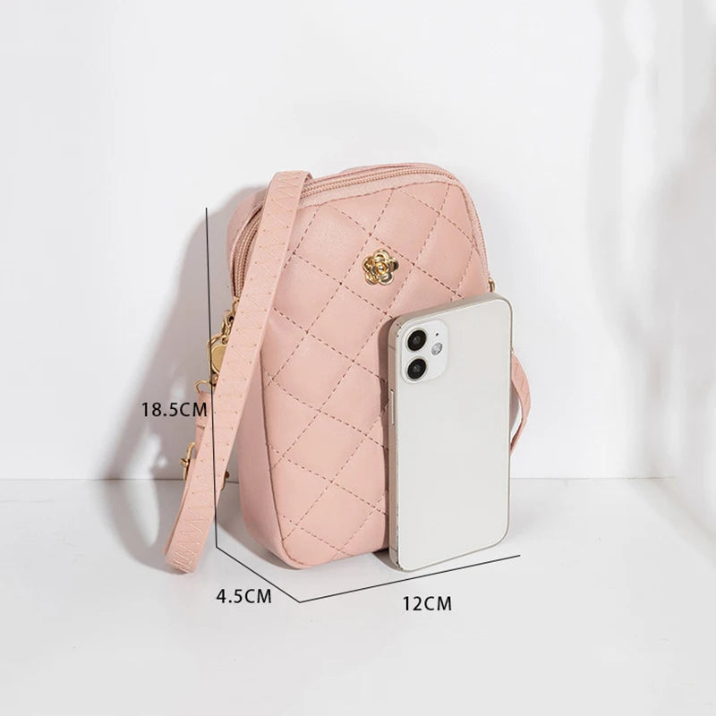 Embroidery Mobile Phone Bags Women Fashion Shoulder Bag Female Mini Crossbody Messenger Bags PU Leather Clutch Wallet Pouch Oasis Select
