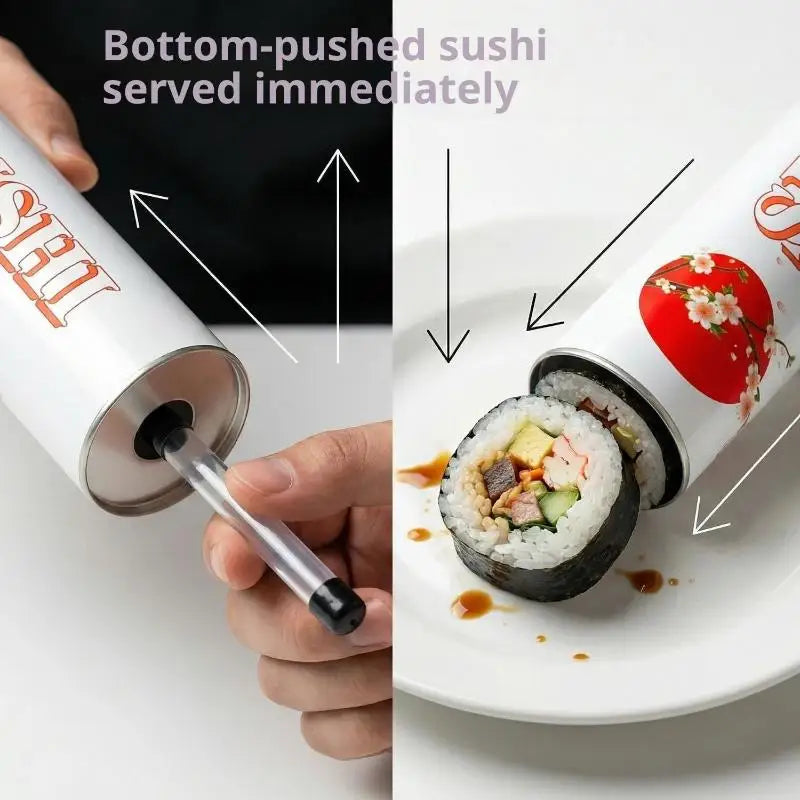 SU Round Sushi Push Box With Sauce Straw Food Grade Sushi Mold Cone Push Up Paper Bucket Packaging Paper Box Bento Accessories Oasis Select