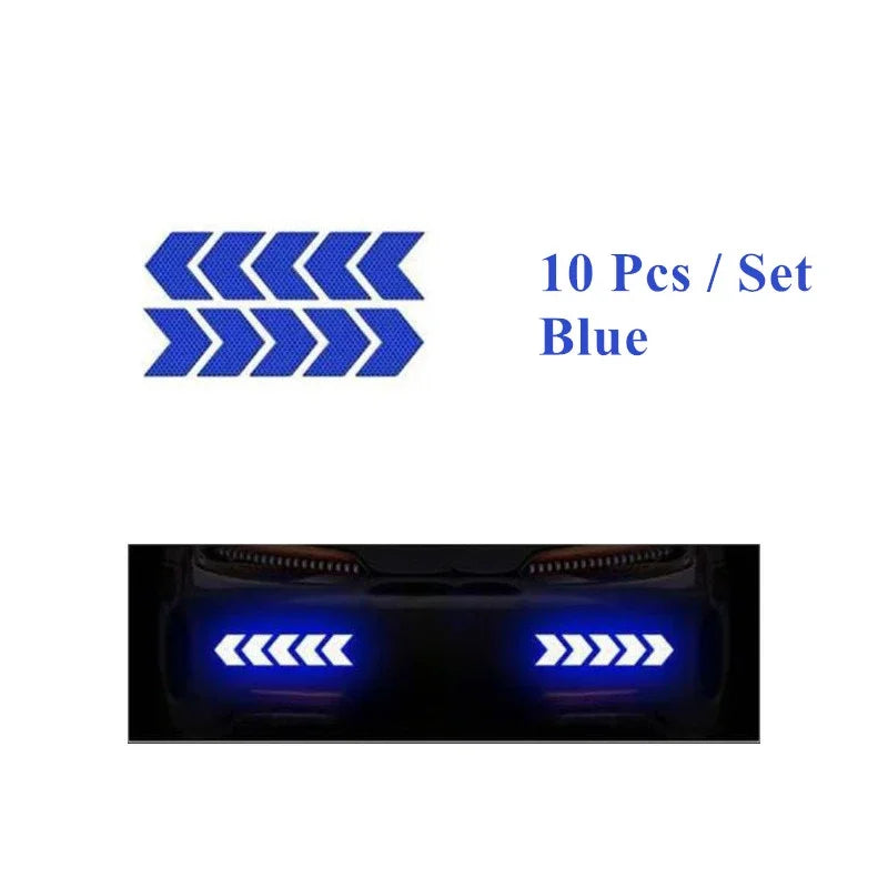 1/2/3set Car Bumper Reflective Safety Strip Stickers Car Arrow Reflective Sticker Reflective Warning Safety Tape Oasis Select Blue