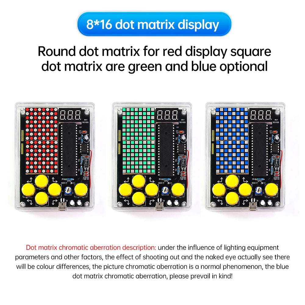 Upgraded DIY Game Kit Retro Classic Electronic Soldering Welding Tranning Set with Purple Blue Acrylic Case Mini Game Console Oasis Select